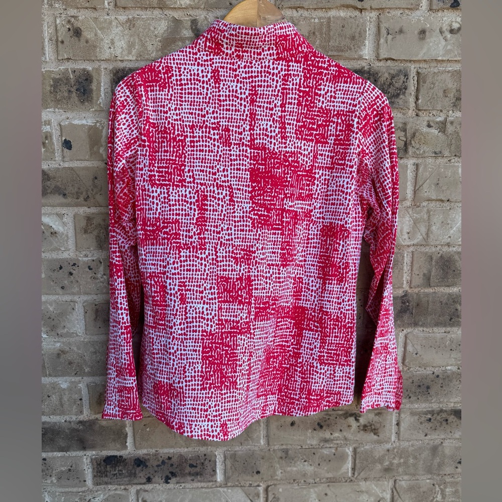 IBKUL Women's CORAL Patterned Half-Zip Top SIZE M - Picture 6 of 7